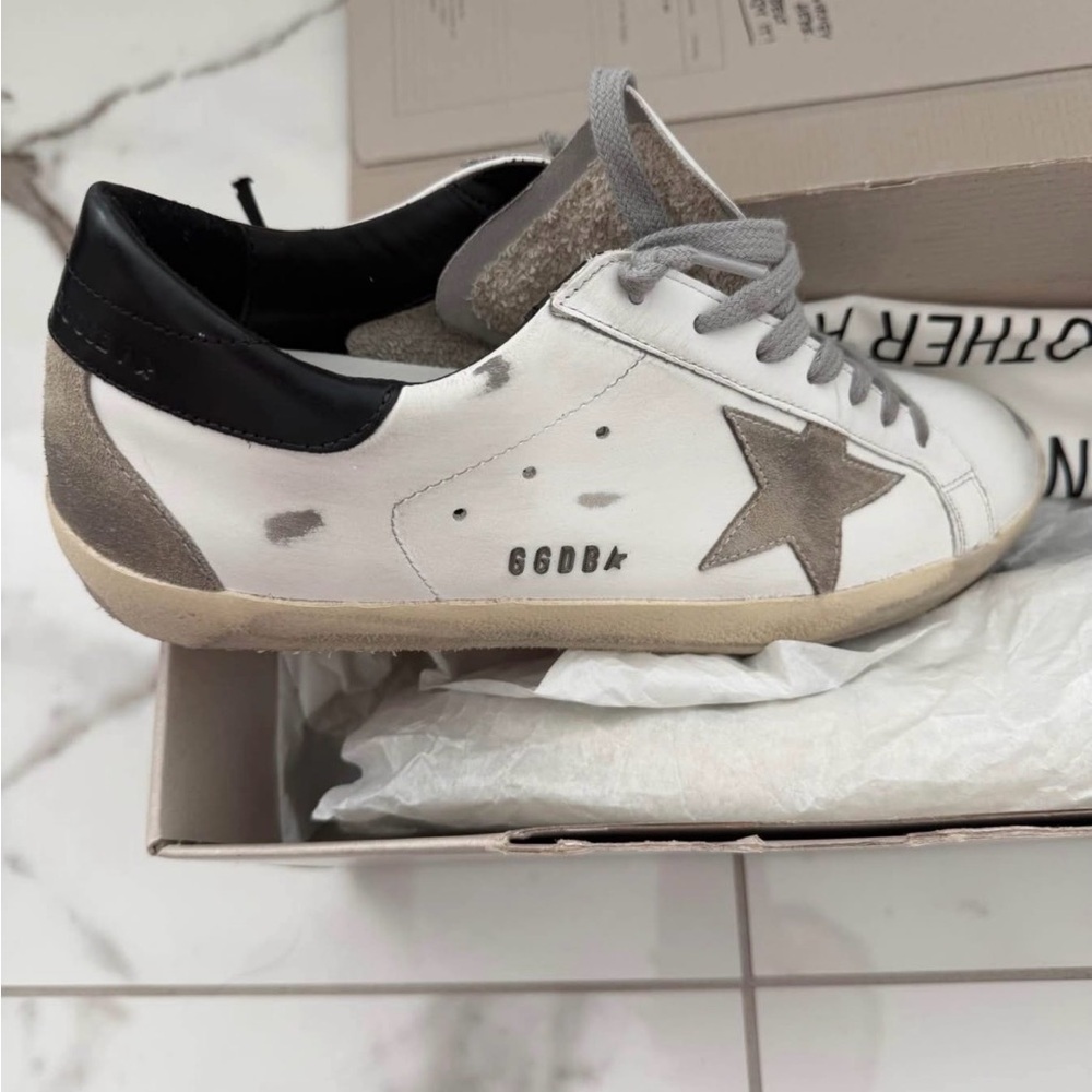 Golden Goose White and Black Sneakers
